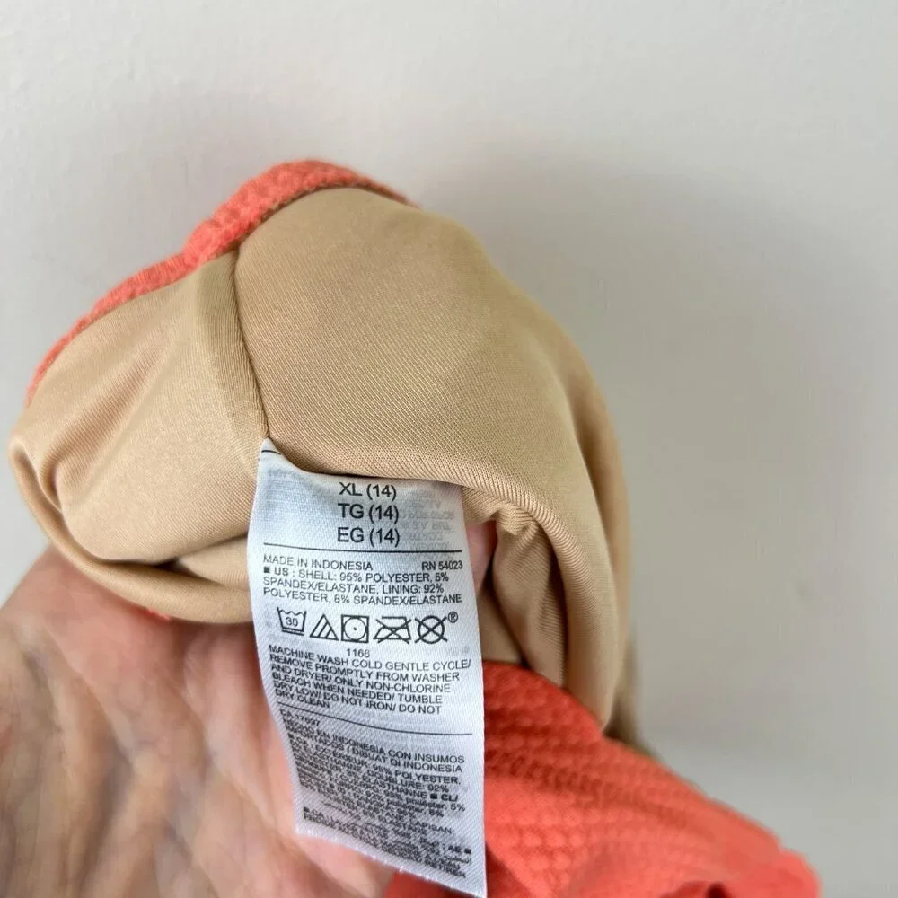 NWT Old Navy Girls Summer Peach Textured Scallop Edged Cutout Swimsuit